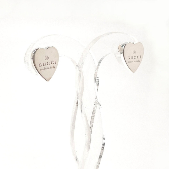 GUCCI Trademark Heart Shape Earrings Silver 925 - Picture 4 of 8